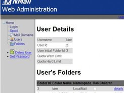 User details in NMail's Web Admin ASP.net pages.