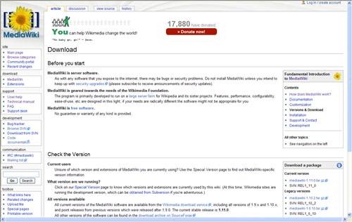 MediaWiki 17 open source wiki engine/software